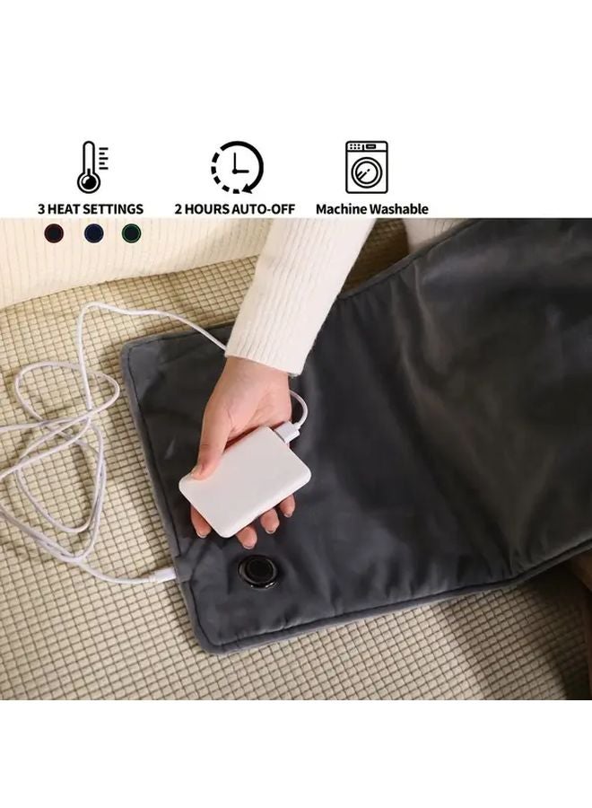 Gray USB Heated Mattress Pad 3 Level Temperature Control 2 Hour Auto Off Machine Washable - Image 4